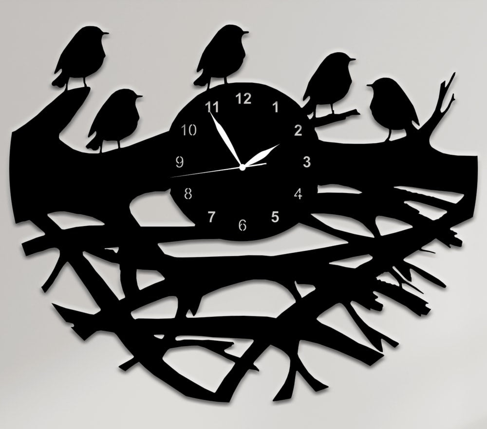 Cut Birds and nest Wall Clock - Artistic Home Decor UAE